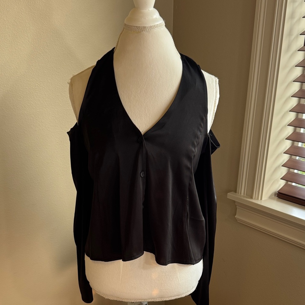 Astr Black Cold Shoulder Blouse